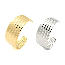 304 Stainless Steel Wavy Open Cuff Bangles for Women