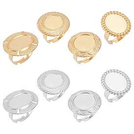 8 шт. 8 стили 304 компоненты манжетного кольца из нержавеющей стали, Настройки колодки кольцо