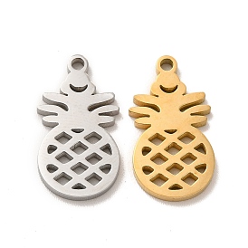 Ion Plating(IP) 304 Stainless Steel Pendants, Hollow Pineapple Charms