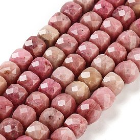 Natural Rhodonite Beads Strands, Faceted, Cube