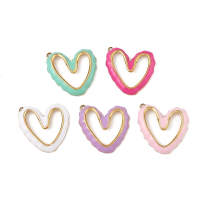 304 нержавеющей стальной эмали подвески, сердце прелести, реальный 18 k позолоченный, вакуумное покрытие pvd