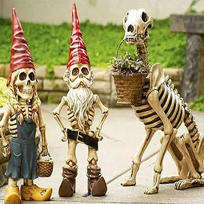 Resin Skeleton Figurine Ornament, for Halloween Party Home Desk Decoration
