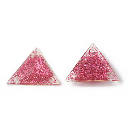 Triangle Sew on Rhinestone, Resin Rhinestone, Multi-Strand Links, AB Color, with Glitter Powder, Faceted, Garment Accessories
