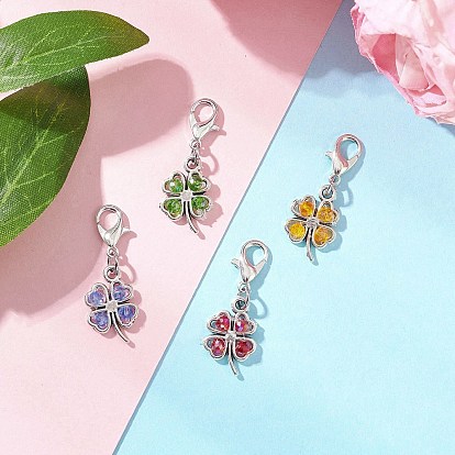 Подвесные украшения из гальванического стекла, со сплавочной фурнитурой, клевер