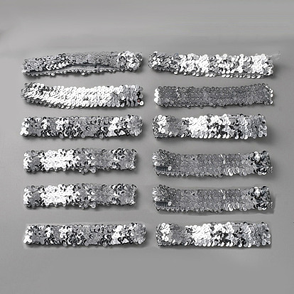 12Pcs Stretch Sparkling Headband, Elastic PVC Sequin Athletic Headband, Hair Accessories for Girls