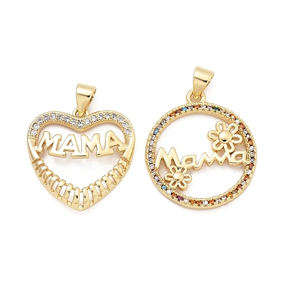 Подвески из латуни с микропаве ко Дню матери и кубическим цирконием, со словом мама, реальный 18 k позолоченный