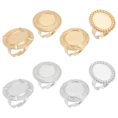 8 шт. 8 стили 304 компоненты манжетного кольца из нержавеющей стали, Настройки колодки кольцо