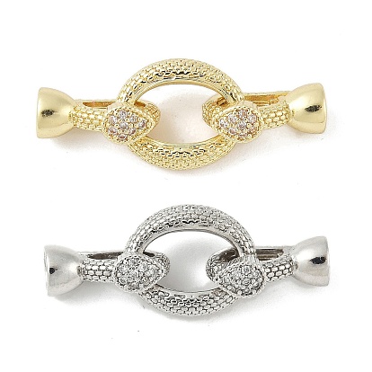 Латунное микропейв, прозрачный кубический цирконий, складные застежки, без кадмия, без никеля и без свинца, овальные