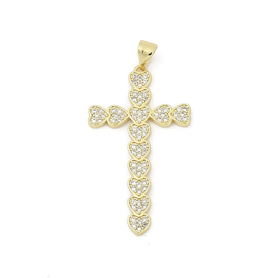 Латунные микро проложить кубического циркония подвески, пересекаются с сердцем, без свинца и без кадмия, долговечный, стойки покрытие