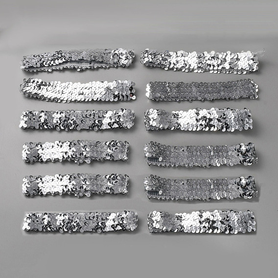 12Pcs Stretch Sparkling Headband, Elastic PVC Sequin Athletic Headband, Hair Accessories for Girls