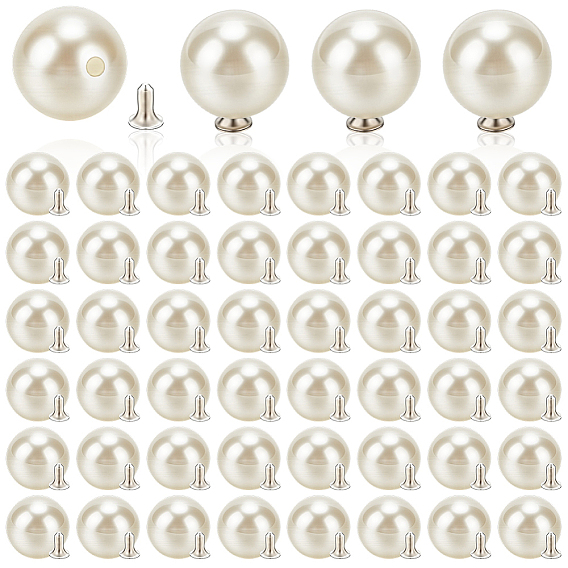 150 Sets Plastic Imitation Pearl Buttons, Round, Platinum
