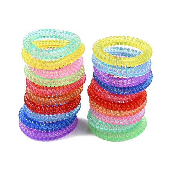 Plastic Telephone Cord Elastic Hair Ties, Ponytail Holder, Transparent Style