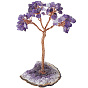 1Pc Natural Amethyst Chips Tree of Life Display Decorations, Gemstone Base with Copper Wire, Healing Stone Tree, for Reiki Healing Crystals Chakra Balancing