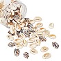 Printed Natural Cowrie Shell Beads, No Hole/Undrilled, with Leopard Print/Zebra-stripe Pattern