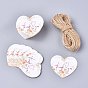 Бумажные подарочные бирки, бирки, с джутовым шпагатом, на свадьбу / день святого валентина / день благодарения, сердце с цветочным узором
