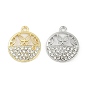 Подвески из сплава со стразами Micro Pave, плоско-круглые, полый бабочки
