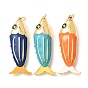 Grands pendentifs en laiton émaillé, charmes de poissons, crémaillère plaquage, plaqué longue durée, sans plomb et sans cadmium, réel 18 k plaqué or