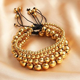 Регулируемые гальванизированные титановые 304 бусины из нержавеющей стали плетеные браслеты из бусин для женщин и мужчин