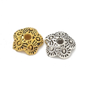 Tibetan Style Alloy Bead Caps, Cadmium Free & Lead Free, Five-Pointed Star