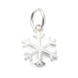 925 Sterling Silver Christmas Snowflake Charms, with Jump Rings