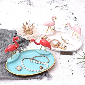 Flamingo Shape Alloy Jewelry Plate, Storage Tray for Rings, Necklaces, Earring