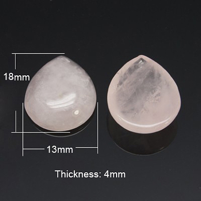 Кабошоны из камня, розовый кварц, капля, 18x13x4 мм