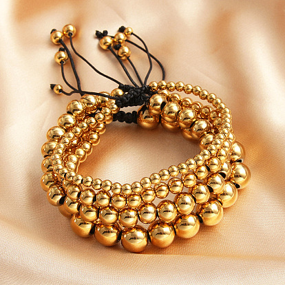 Регулируемые гальванизированные титановые 304 бусины из нержавеющей стали плетеные браслеты из бусин для женщин и мужчин