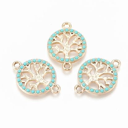 Alloy Links Connectors, with Resin, Ring with Tree of Life