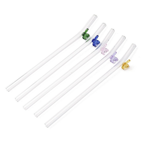 Стеклянные трубочки для питья ручной работы, соломинки-бабочки