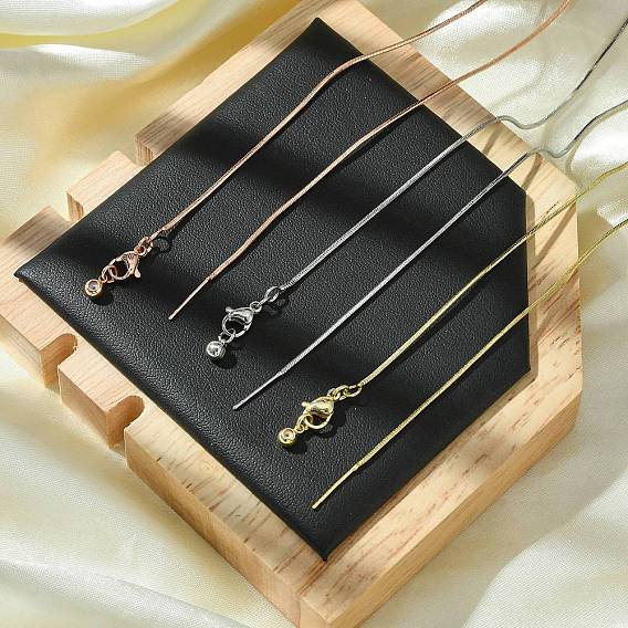 1мм стойка покрытие латунь круглая змейка цепь регулируемый слайдер ожерелья для женщин мужчин, без кадмия и без свинца, 901 застежка из нержавеющей стали, долговечный