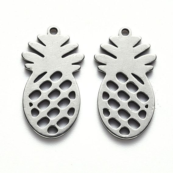 304 Stainless Steel Pendants, Laser Cut, Pineapple