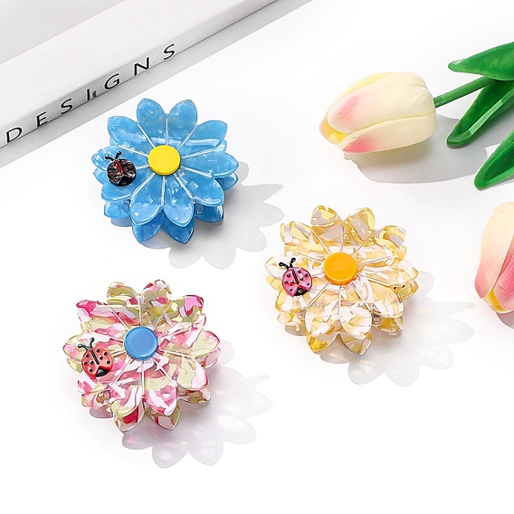 Заколки для волос в форме когтей из ацетата целлюлозы с цветами, аксессуары для волос для женщин и девочек