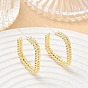 Brass Stud Earrings for Women, Square, Half Hoop Earrings