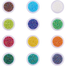 12 Colors Glass Seed Beads, 12/0, Round
