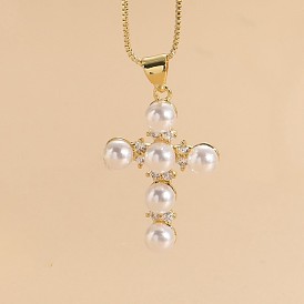 Ожерелье с подвеской из жемчуга и циркона для модных элегантных женщин