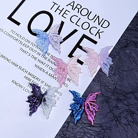 Кабошоны из светящейся непрозрачной смолы, крыло бабочки с розой, с блеском порошок, светится в темноте