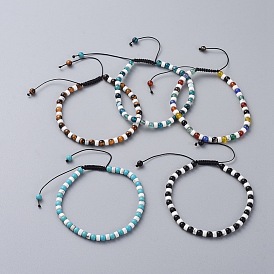 Adjustable Nylon Thread Braided Bead Bracelets, with Gemstone Beads