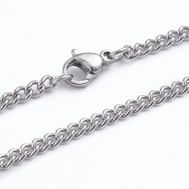 304 Stainless Steel Curb Chains Twist Chains Necklaces, with Lobster Claw Clasps