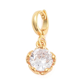 Brass with Cubic Zirconia Charms, Flower Charms