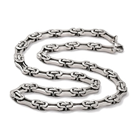 201 Stainless Steel Byzantine Chain Necklace, with 304 Stainless Steel Clasps