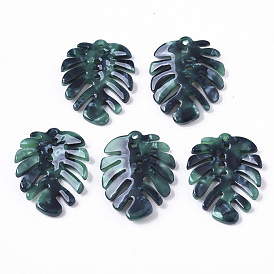 Cellulose Acetate(Resin) Pendants, Tropical Leaf Charms, Monstera Leaf