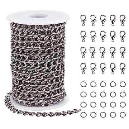 DIY Necklace Making Kits, Including Aluminium Twisted Curb Chains, Zinc Alloy Lobster Claw Clasps, Iron Open Jump Rings