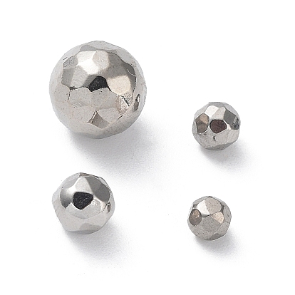 303 Stainless Steel Beads, No Hole/Undrilled, Diamond Cut, Round
