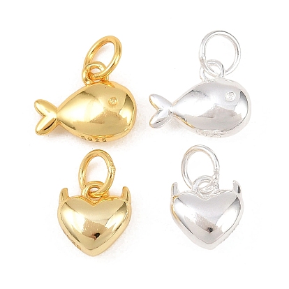 925 Подвески в виде рыбьего сердца из стерлингового серебра, с печатью 925