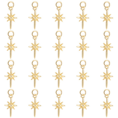 20 латунные подвески шт., с прыжковых колец, звезда