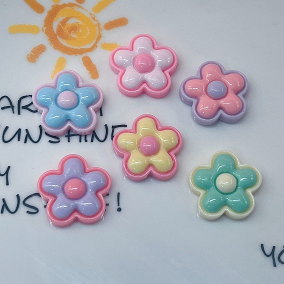 Кабошоны из непрозрачной смоляной эмали, цветок, два тона