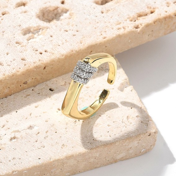 Кольца-манжеты с микропаве из латуни и прозрачными кубическими цирконами для женщин, без кадмия, без никеля и без свинца, прямоугольные