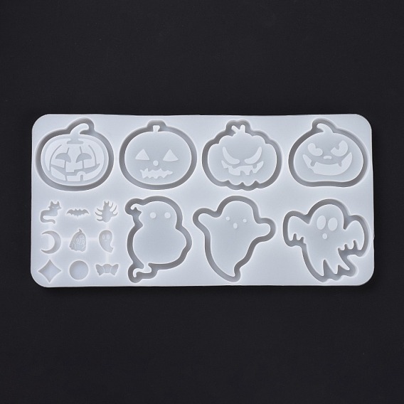 DIY Pumpkin Jack-O'-Lantern & Ghost & Filling Silicone Statue Molds, Quicksand Molds, Resin Casting Molds, For UV Resin, Epoxy Resin Craft Making, Halloween Theme