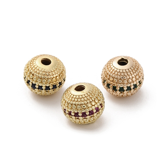 Латунные микро проложить кубического циркония бусы, долговечный, круглые