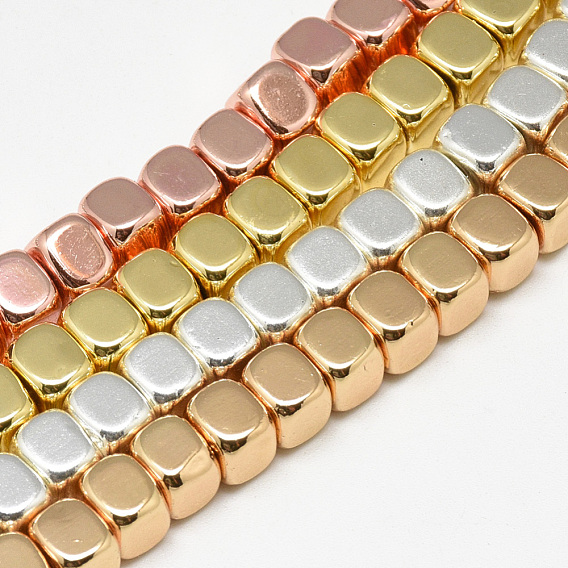 Electroplate Non-magnetic Synthetic Hematite Beads Strands, Cube